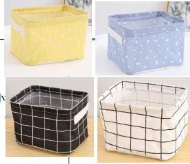 Ciaoed Foldable Mini Storage Boxes Waterproof Linen Cotton Fabric Storage Organizer Basket for Desktop Shelf Bathroom 7.8 × 6.3 × 5.1 inch - Set of 4