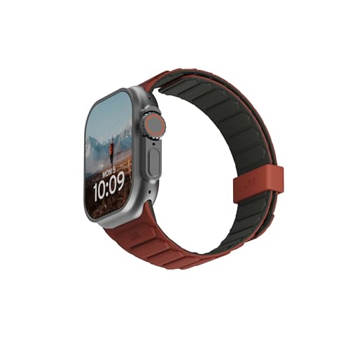 Image of Urban Armor Gear UAG Replacement Watch Strap, Pathfinder Strap / Watch Band Designed for Apple Watch (49mm / 46mm / 45mm / 44mm) (Series 4-11 / Ultra 3 / Ultra 2 / Ultra / SE / SE2 ) (Watch NOT Included) - Olive /Rust