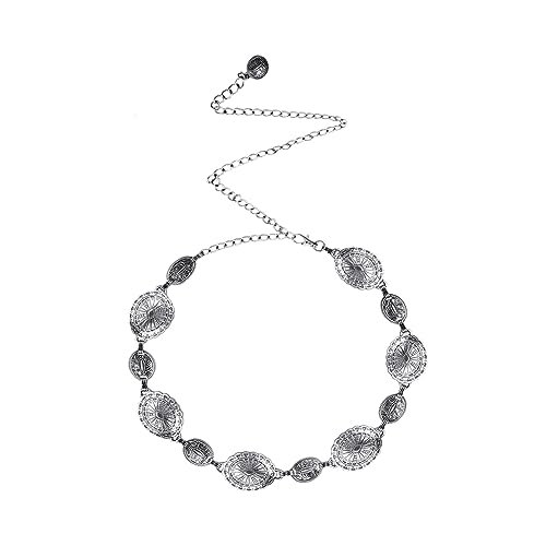 SIQITECHNO Western Oval Concho Chain Waist Belt Metal Cowgirl Chain Pirate Belt for Women Dresses Jean Country Concert Outfit2