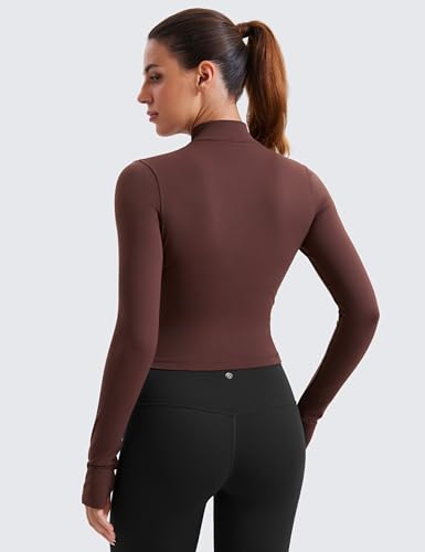Image of CRZ YOGA Butterluxe Cropped Athletic Jackets | Extremely Soft, Slim Fit, Full Zip, Mockneck, Thumb Holes, for Women