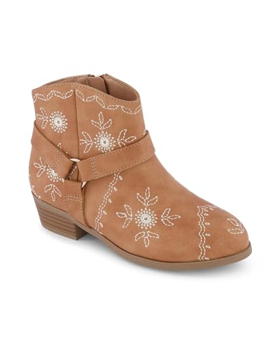 Jessica Simpson Youth Girls Tan Brown Desert Tribal White Print Block Heel Boot