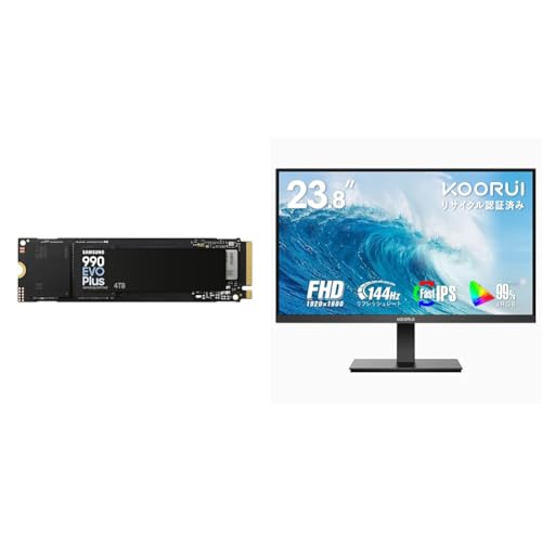 Samsung 990 EVO Plus 4TB PCIe Gen 4.0 ×4 NVMe M.2 (2280) TLC NAND ő 7,250MB/b  SSD MZ-V9S4T0B-IT/EC Kۏؕi+KOORUI Q[~Oj^[ 