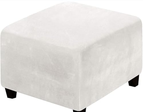 Funda Otomana Cuadrado Elástica Funda De Reposapiés, Funda De Puff Taburete Cubo De 40x40 45x45 35 35 Terciopelo Funda Para Reposapiés Cubierta Otomana Taburete Sofá Protector Tooth White,50x50 Cm