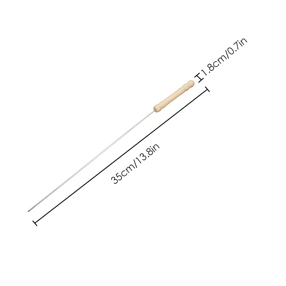 TINMIX Skewers for Kabob with Anti-Scald Wood Handles - 20PCS 14 Inches Reusable Stainless Steel Round Barbecue Grilling Skewers, Diameter 1.8mm Gourd Shape Handle