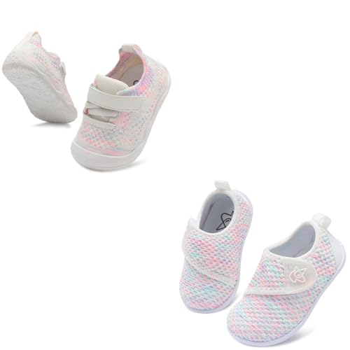 LeIsfIt Baby Shoes Boys Girls First Walking Shoes Colorful 12-18 Months