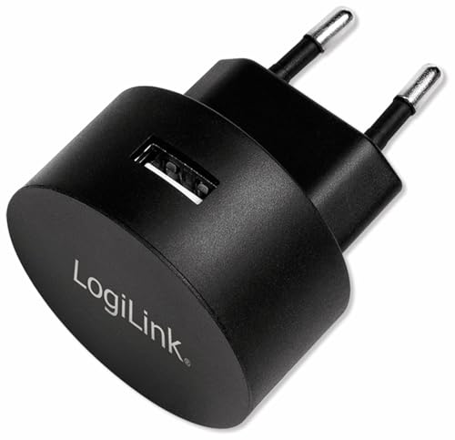 LogiLink PA0217 Fast Charging - USB Steckdosenadapter (1x USB-A, 10,5W) für Smartphones/Tablets/MP3-MP4 Player/eBooks/Navi/etc. mit Überlade-, Tiefentlade-, Überlast- und Kurzschlussschutz, schwarz