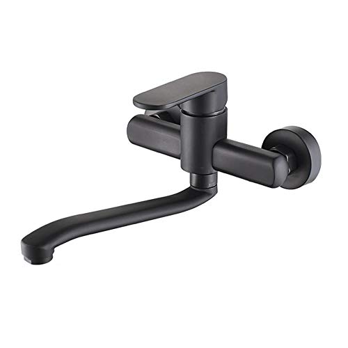 Robinet de cuisine mural laiton pour évier encombré mitigeur noir 30cm