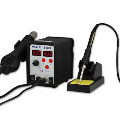 Stacja lutownicza na gorące powietrze kolba lutownicza 220 V SMD Rework Station 700 W 3 ozzles 898D