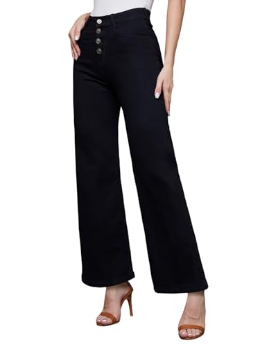 Image of Miss Chase Women's Wide Leg High Rise Stretchable Denim Jeans