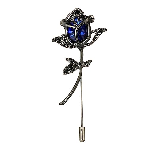 Image of Red Rose Flowers Brooches Pins Rhinestone Brooch Cubic Zirconia Classic for Party Dance Wedding Banquet for Elegant Women Beautiful Girls Lapel Pins Dress Suit Bouquet Ceremony Accessories Jewelry