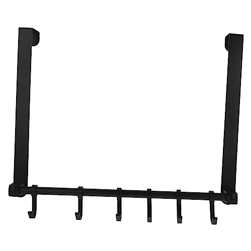 SOLUSTRE Over Door Hooks Black 6-Piece Set Aluminum Alloy No Drill Perfect for Coats Towels