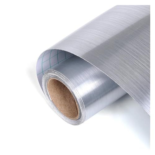 WDSBZNB Vinilo Encimera Cocina Papel tapiz extraíble DIY de Metal plateado cepillado, película decorativa vinilo PVC, impermeable, a prueba aceite, electrodomésticos, pegatina pared cocina