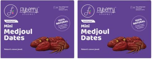 Image of Flyberry Gourmet Mini Medjoul /Medjool Dates (Khajoor /Khajur) 1kg | 100% Natural | Rich in Calcium, Iron and Potassium | Instant Energy (Pack of 2)