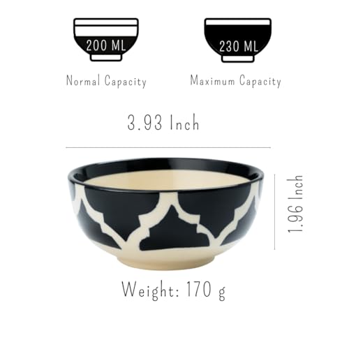 Image of Ceramic Bowl Set | 2-Piece Lightweight Crockery for Daily Use | Charcoal Black Ramen & Snack Bowls (200ml Each) | Elegant Microwave & Dishwasher Safe | Perfect Christmas & New Year Gift