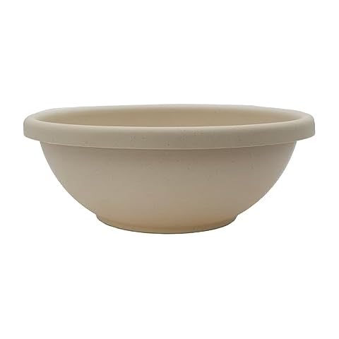 The HC Companies 20 Inch Large Garden Bowl Planter - Shallow Plant Pot with Drainage Plug for Indoor Outdoor Flowers, Herbs, Cottage Stone Cover