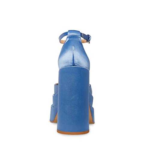 Steve Madden Charlize Slate Blue Block Heel Ankle Strap Square Toe Fashion Pumps (Slate Blue, 8) #TOP4