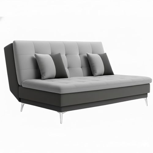 Image of SOCOZI Flexinest 3-Seater Sofa Cum Bed Set for Bedroom Set | Soft Velvet Suede Fabric | Modern Design | Plush Comfort Cushions for Living Room (Dark Grey-Light Grey)