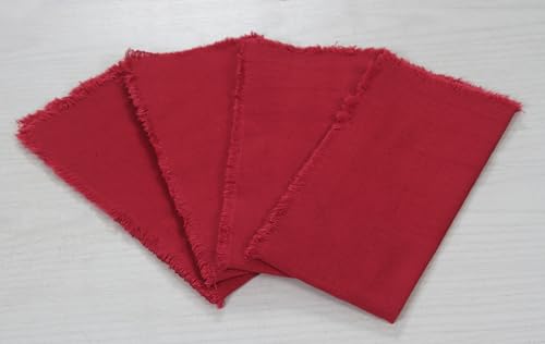 Accenthome AH_FRINGE_NAPKIN_45X45_CL-14_SO6 Red Cotton Linen Napkin Set Of 6 18X18 Inch Dinner Napkins thumb #4