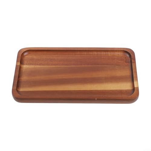 Plateau de service rectangulaire en bois naturel pour table basse pour station de thé, dessert, snack-bar et comptoir de cuisine (TP01 (petit)
