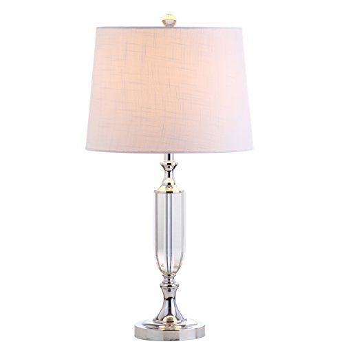 JONATHAN Y 27' Clear Fluted Crystal LED Table Lamp, Glam Traditional Chrome Bedside Lamp for Living...