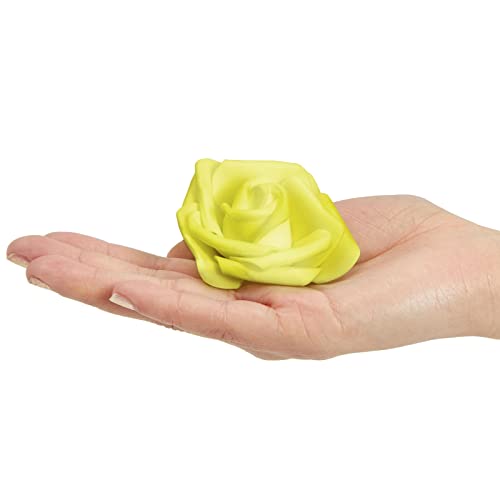 100 Pack Yellow Artificial Flowers, Bulk Stemless Fake Foam Roses for Wedding, Decorations, Bouquets (3 in) image 5
