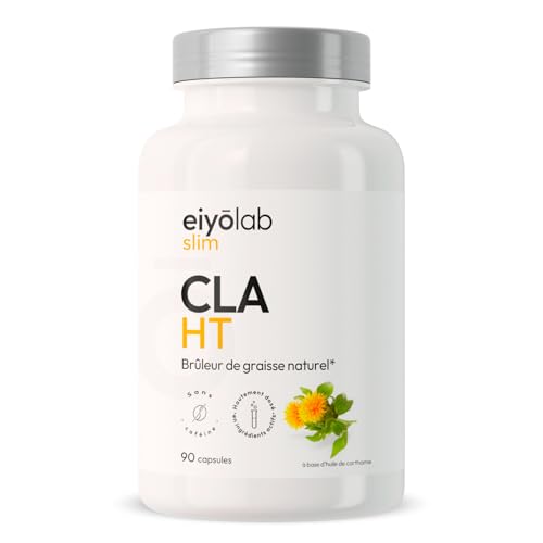 CLA HT | Bruleur 100% Naturel | Action Ciblée sur la Graisse Abdominale | 3000mg par Portion | 80% d’Acide Linoléique Conjugué | 90 Capsules pour Homme et Femme | Made in France | Eiyolab
