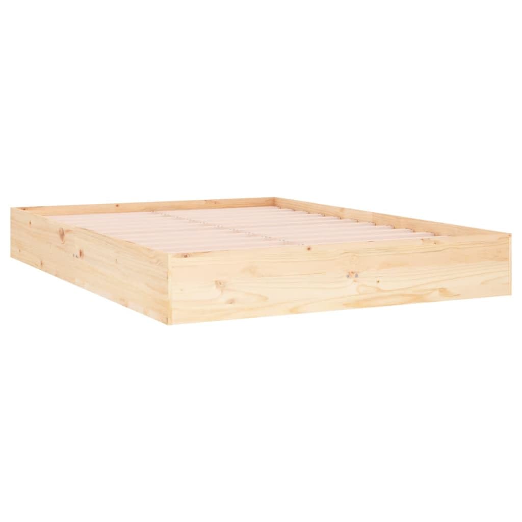 Vidaxl Brown Solid Wood Bed Frame Home Bedroom Furniture Decorative Wooden Platform Bed Base Frame Bedstead Mattress Foundation 135X190 Cm 4Ft6 Double