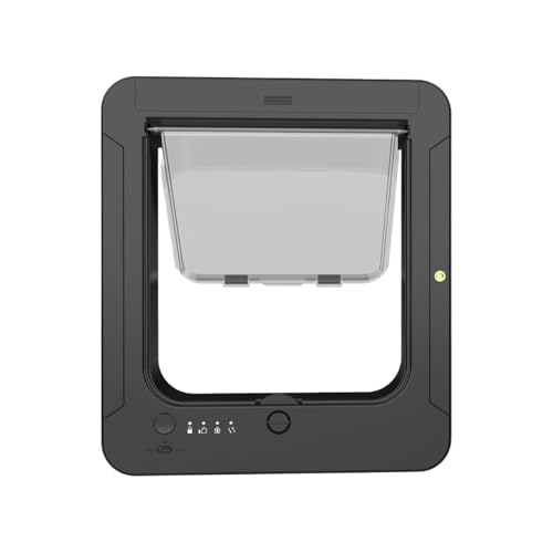 Mikrochip Katzenklappe | Intelligente 4-Wege-Verriegelung Haustierklappe Mit Fernbedienung Und 2 Sensorhalsbändern,Automatisches Sensor Hundetor,Für...
