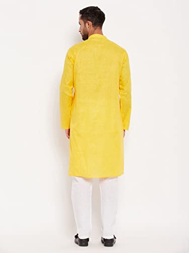 Image of VM Men's Cotton Blend Kurta Pyjama Set (VMMK102YWnPWH 38 Beige