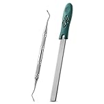 FVION Toenail File for Thick Nails and Toenail Lifter, 2pcs Stainless Steel Nail File and Ingrown Relief Set, Heavy Duty Metal Emery Board for Seniors, Men & Women Pedicure Tool (Green)