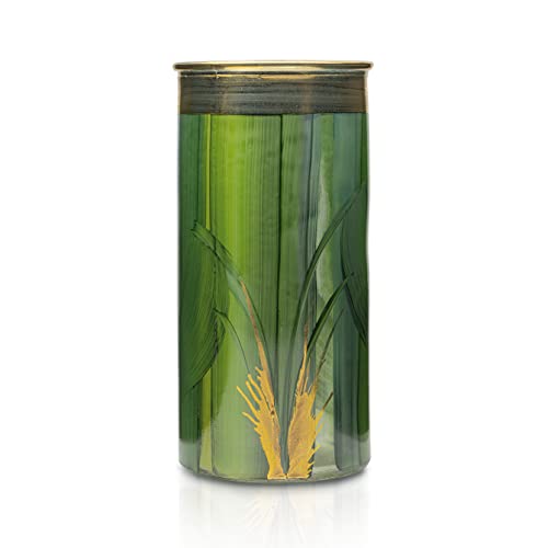 Angela Neue Wiener Werkstätte Jarrón cilíndrico de Cristal Pintado a Mano, Color Verde, 10 cm Cover