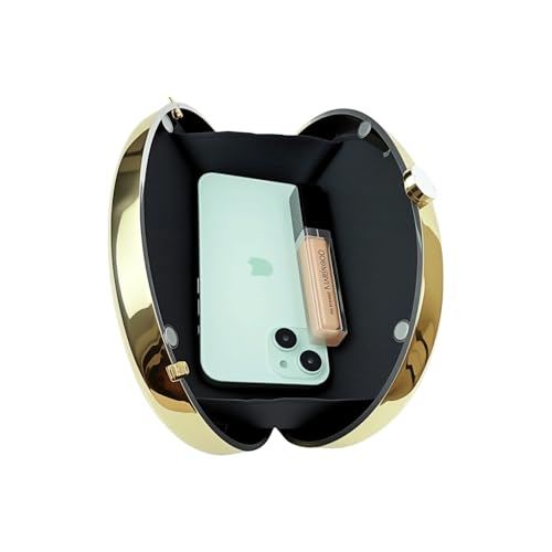 Image of Shiny Metallic Acrylic Clutch Purses For Women Wedding Handbag Evening Clutch Shell Purse