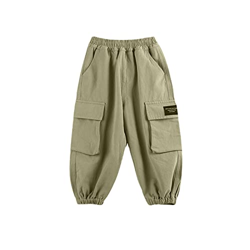 Kids Toddler Boys Solid Color Pants Hip Hop Pants Elastic Waist Casual Loose Pants with Pockets (AG, 7-8 Years)