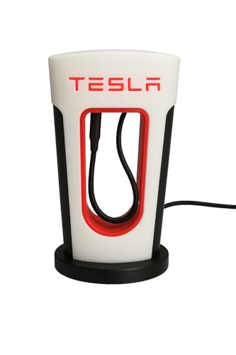 Tesla Supercharger Replica Stand - Fits Iphone and Android Cables You Own | Home & Office Decor for Tesla Owners, Handmade Tesla Desktop Charger Gift | Tesla Desktop Supercharger Made In USA - (TESLA)