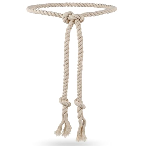 HJZHII Simple Cotton long Waist Rope Belt Boho Rope Belt for Women Medieval Tassels Braided Belts for Women Pants Dresses