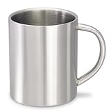 Prozente Momente Edelstahlbecher groß mit 400ml Füllvolumen, optional mit Karabinerhaken und Deckel | Camping Geschirr | Metallbecher | Fasnetsbecher | Becher Karneval/Fasching | Silber ohne Deckel