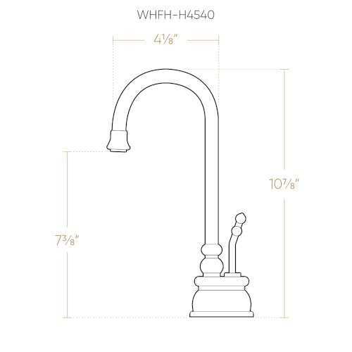 Image of Whitehaus WHFH-H4540-BN Forever Hot 4 1 /8-Inch Instant Hot Water Dispenser with Gooseneck Spout and Self Closing Handle, Brushed Nickel