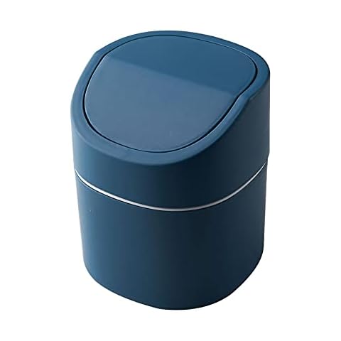 Tiny Trash Can, Desk Trash Can Mini Trash Can Mini Trash Bin Mini Waste Basket 2 L Trash Can Desktop Trash Can Countertop Trash Bin Makeup Tabletop Trash Can (Square Swing - Blue) Cover