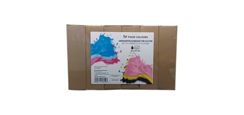 Food Colours Satz Lebensmitteltinten für Plotter 6x100ML | LIGHT CYAN | CYAN | LIGHT MAGENTA || MAGENTA | YELLOW | BLACK | Essbarer Druck, Druck auf Waffelpapier Dekorative Ergänzung für Torten