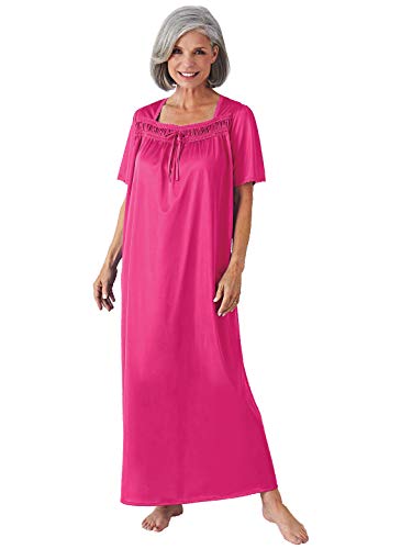 Tricot Long Gown by Cozee Corner, Color Fuschia, Size Large, Fuschia, Size Large