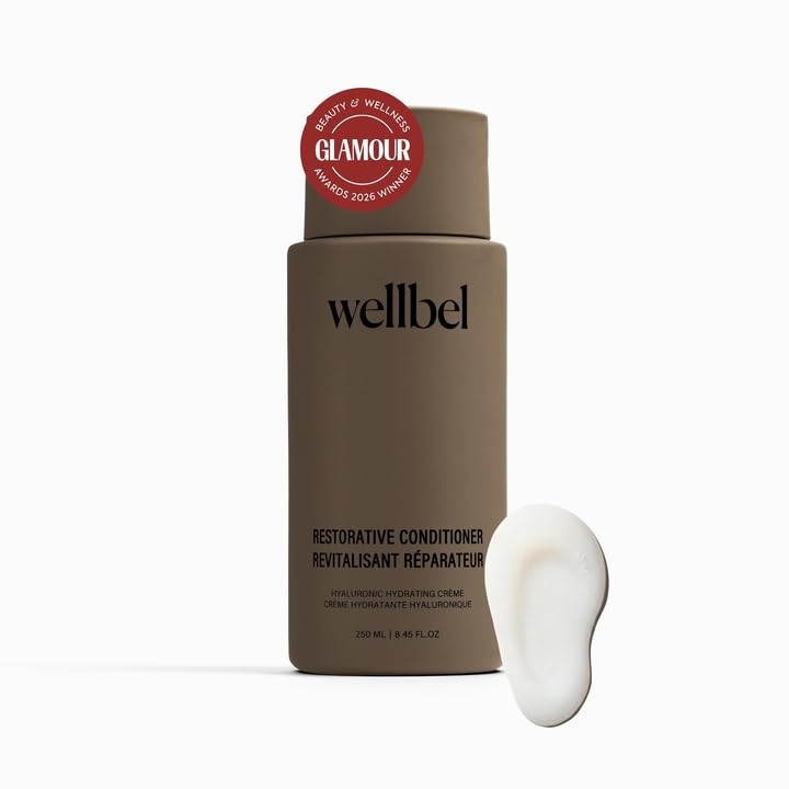 WELLBEL Restorative Conditioner – Lightweight Hydrating Conditioner with Hyaluronic Acid & Peptides – Frizz Control for All Hair Types – Sulfate-Free, Color-Safe (8.45 oz)