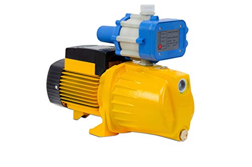 AgoraDirect - Bomba De Agua para Jardín, 900W, 4.44m3/h, Hierro Fundido, Profundidad Máxima 50m, 1, Cable Eléctrico 85cm, 2850RPM, IPX4, Bomba Eléctrica con Presostato, Impulsores De Latón