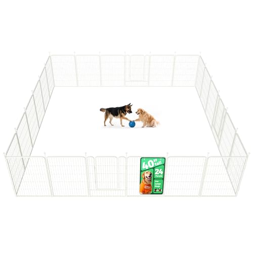 Image of FXW Rollick Unleashed Dog Playpen for Indoor, Yard, RV Camping, 40 inch 24 Panels for Medium and Large Dogs, White│Patented