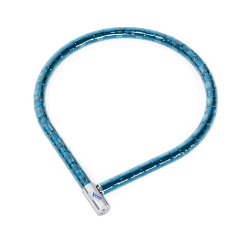 Viro 172.150 Serpis Candado para Bicicleta, Moto y Scooter, Cables Trenzados, Blindados con diámetro de 25 mm, Longitud 150 cm, Cierre a presión, Azul, Turquesa