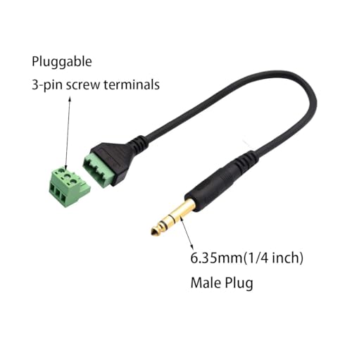 Adaptador cable macho 6.35mm a terminal 3 pines x2 miniatura 2