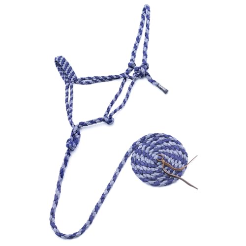 Jeffers Geflochtenes Maultierband-Halfter mit 3 m langem Führstrick für Pferde von 340 - 544 kg – volle Größe, verstellbarer Knoten, Pferdehalfter, Reit-Trainingsgerät für Reiten, Trail, Western