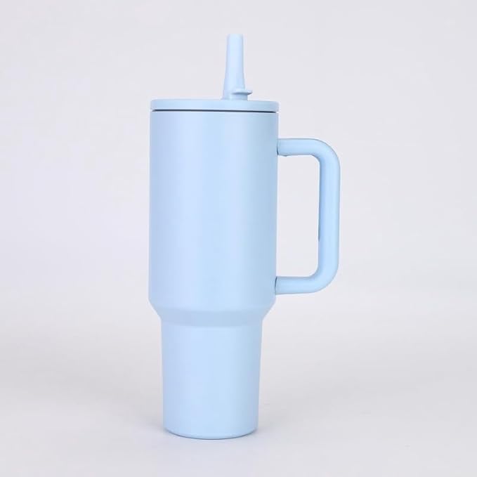 Image of Stainless Steel 1200 ml Vacuum Tumbler with Lid & Straw - Double‑Wall Insulated Cup for Travel, Gym & Office - Keeps Beverages Hot or Cold - 1.2 L Capacity (4TH Sky Blue)