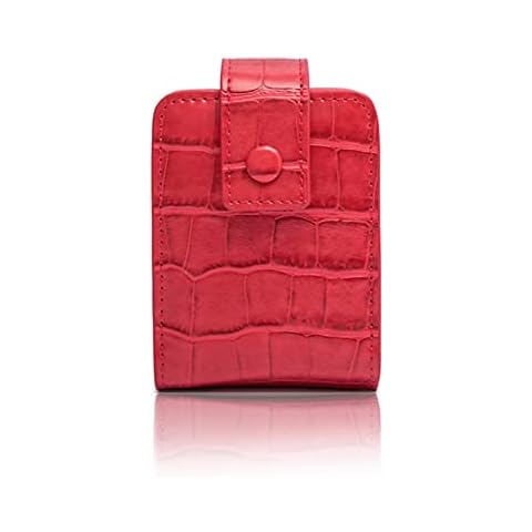 Boshiho PU Leather Lipstick Case with Mirror Mini Cosmetic Pouch Case Portable Make Up Bag with Snap Closure Elegant Gift for Girls (093-red) Cover