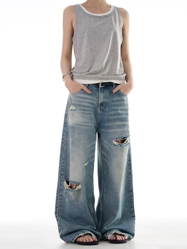 Men's Jeans Vintage Wide-Leg Demin Pants Loose Fit Trouser for Men3