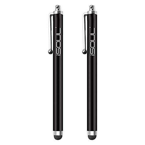 ISOUL Stylus Touch Pen, [2 PACK] Styli Capacitive Touchscreen Pen Aluminium Stylus For iPhone, iPad Mini, Pro, Galaxy, Note, Tab, Nexus, Nokia, Blackberry, OnePlus, Tablets and More - Black